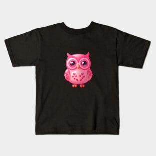 Cute Pink Owl waking up Kids T-Shirt